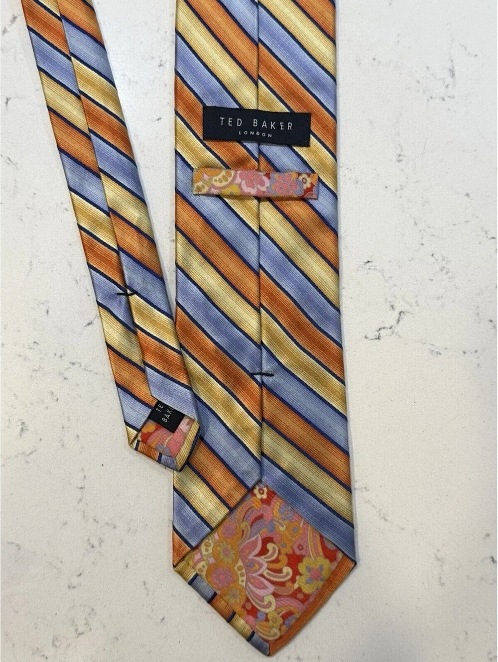 Ted Baker London Men's Silk Tie - Multi-Color Striped - Designer Necktie